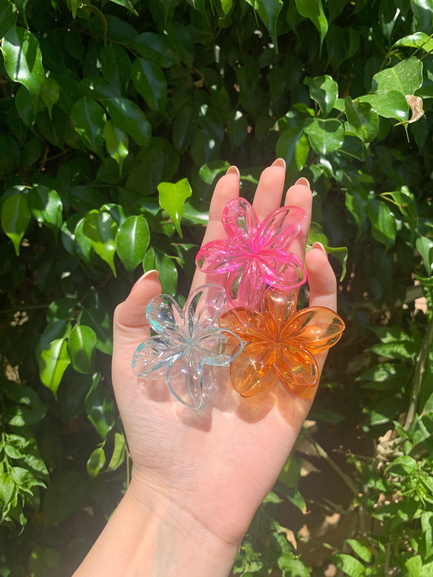 Hair Clips | 3pc Flower Shaped Medium Plastic Hair Clips