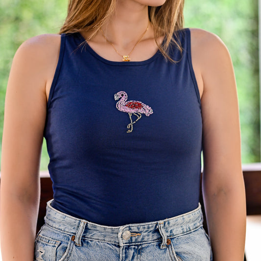 Tops | Flamingo Beaded Tank Top