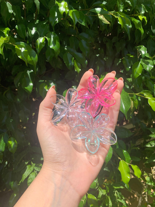 Hair Clips | 3pc Flower Shaped Medium Plastic Hair Clips