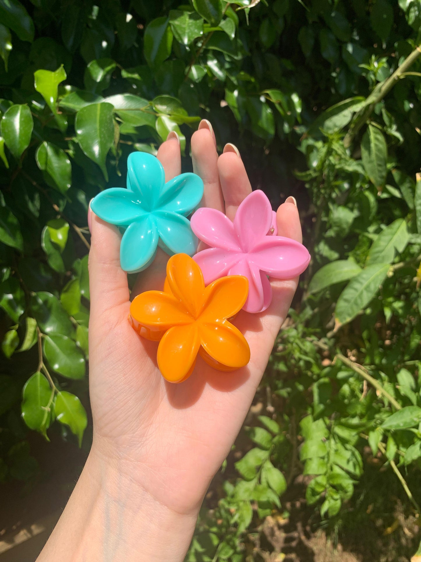 Hair Clips | 3pc Flower Shaped Medium Plastic Hair Clips