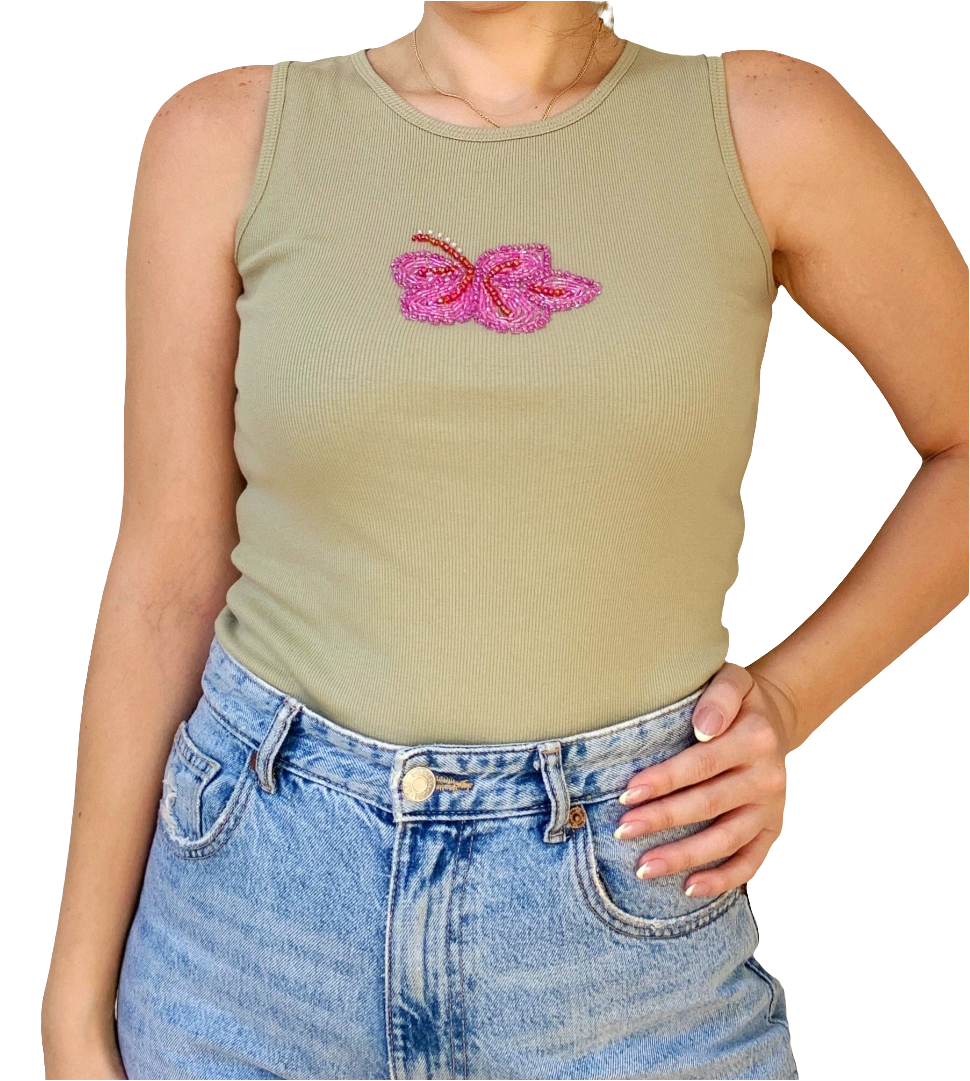 Tops | Flower Beaded Tank Top
