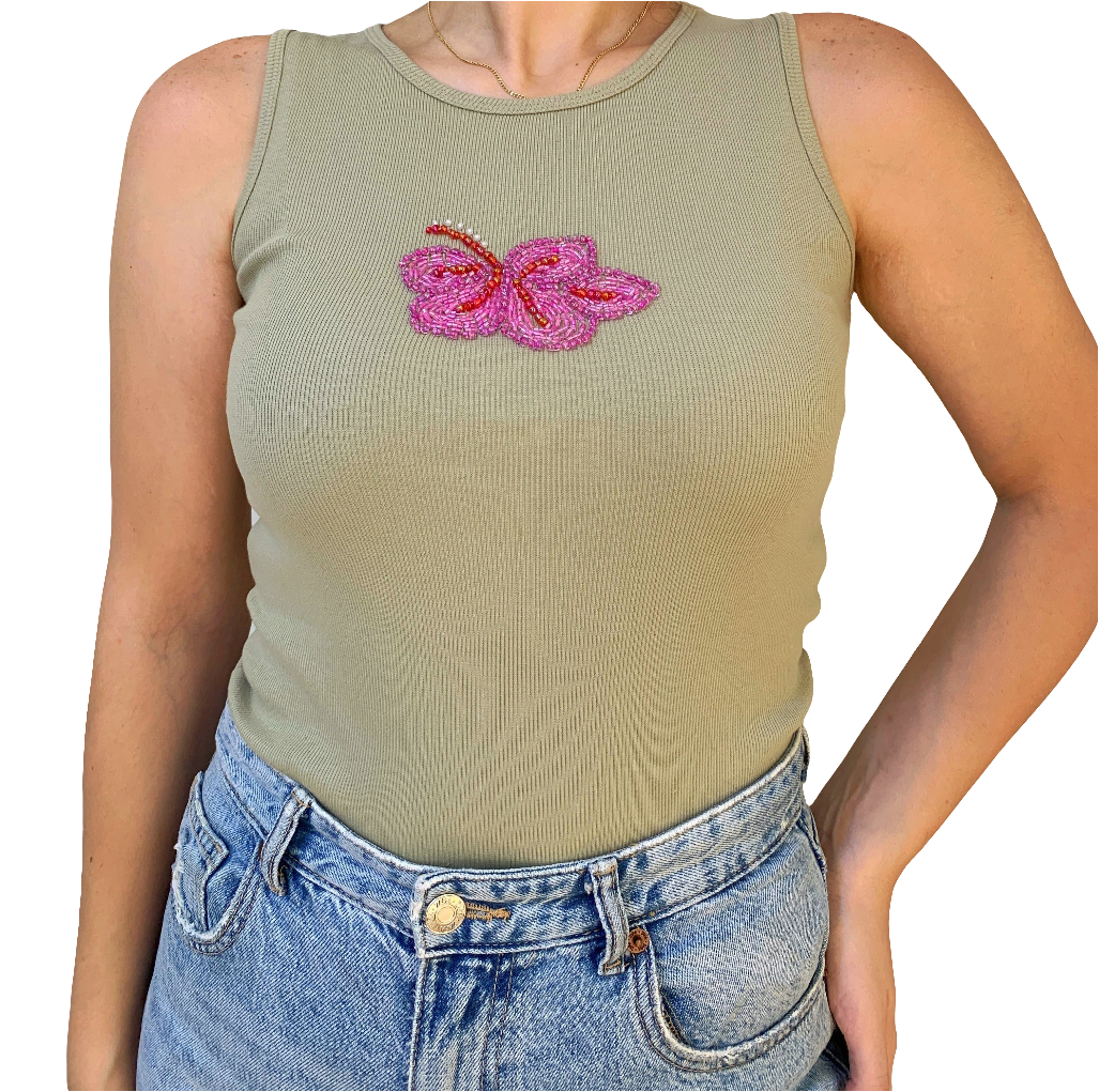 Tops | Flower Beaded Tank Top