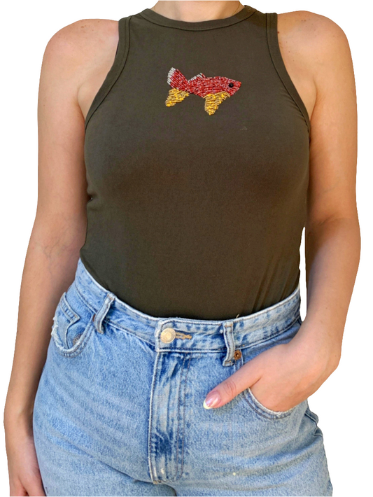 Tops | Fish Beaded Tank Top